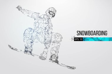 Atlama bir snowboard izole silüeti. Vektör çizim