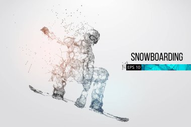 Atlama bir snowboard izole silüeti. Vektör çizim