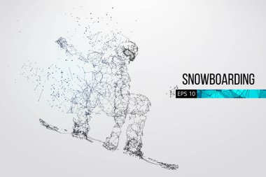 Atlama bir snowboard izole silüeti. Vektör çizim
