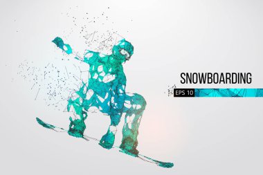 Atlama bir snowboard izole silüeti. Vektör çizim