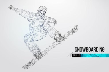 Atlama bir snowboard izole silüeti. Vektör çizim