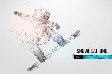 Atlama bir snowboard izole silüeti. Vektör çizim