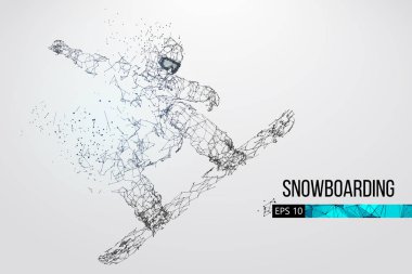 Atlama bir snowboard izole silüeti. Vektör çizim