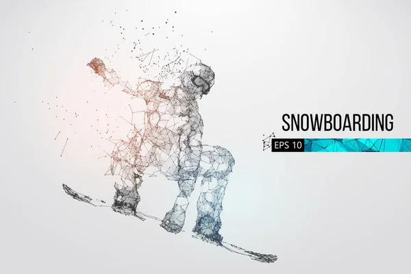 Silhueta de um snowboarder que salta isolado. Ilustração vetorial —  Vetores de Stock