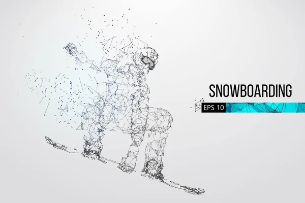 Silhueta de um snowboarder que salta isolado. Ilustração vetorial —  Vetores de Stock