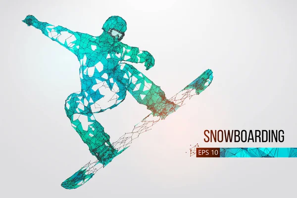 Silhueta de um snowboarder que salta isolado. Ilustração vetorial —  Vetores de Stock