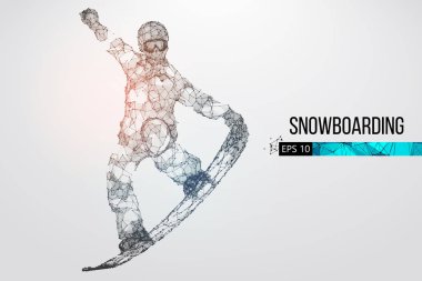 Atlama bir snowboard izole silüeti. Vektör çizim