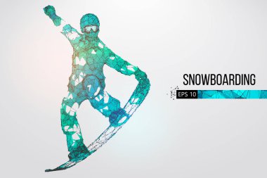 Atlama bir snowboard izole silüeti. Vektör çizim