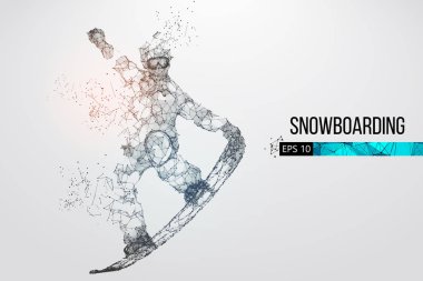 Atlama bir snowboard izole silüeti. Vektör çizim