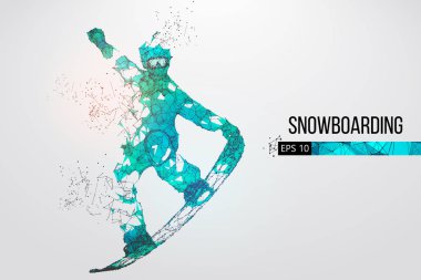 Atlama bir snowboard izole silüeti. Vektör çizim