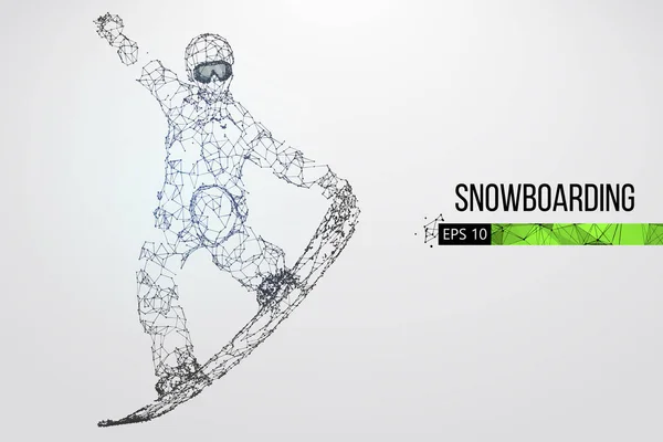 Sylwetka snowboardzista, skoki na białym tle. Ilustracja wektorowa — Wektor stockowy
