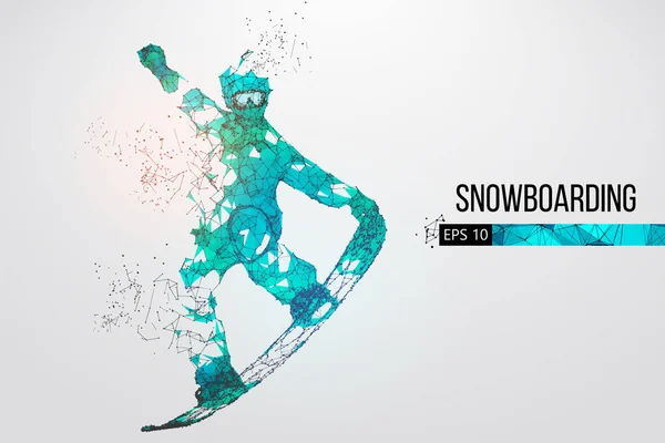 Sylwetka snowboardzista, skoki na białym tle. Ilustracja wektorowa — Wektor stockowy