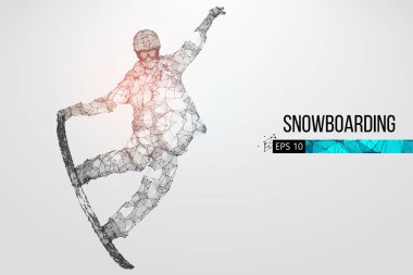 Atlama bir snowboard izole silüeti. Vektör çizim