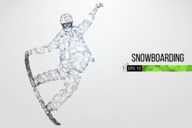 Atlama bir snowboard izole silüeti. Vektör çizim