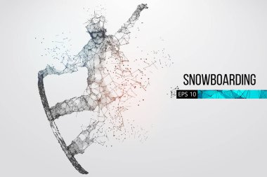 Atlama bir snowboard izole silüeti. Vektör çizim