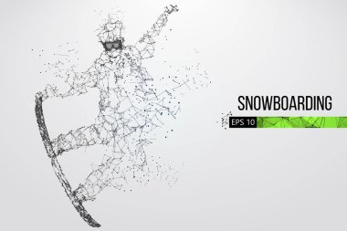 Atlama bir snowboard izole silüeti. Vektör çizim