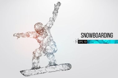 Atlama bir snowboard izole silüeti. Vektör çizim