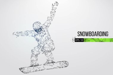 Atlama bir snowboard izole silüeti. Vektör çizim