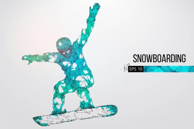 Atlama bir snowboard izole silüeti. Vektör çizim