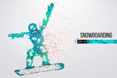 Atlama bir snowboard izole silüeti. Vektör çizim