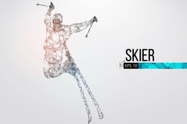 Atlama bir kayakçı izole silüeti. Vektör çizim