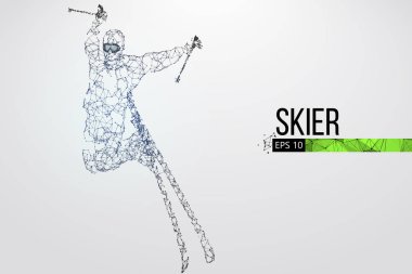 Atlama bir kayakçı izole silüeti. Vektör çizim