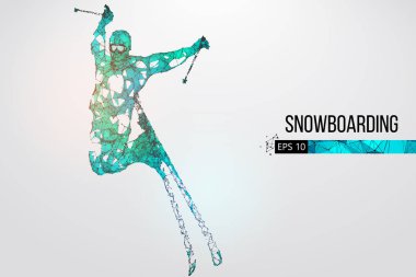 Atlama bir kayakçı izole silüeti. Vektör çizim