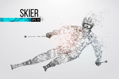 Atlama bir kayakçı izole silüeti. Vektör çizim