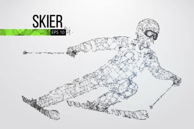 Atlama bir kayakçı izole silüeti. Vektör çizim