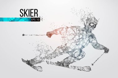 Atlama bir kayakçı izole silüeti. Vektör çizim