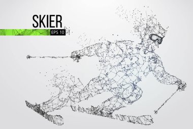 Atlama bir kayakçı izole silüeti. Vektör çizim