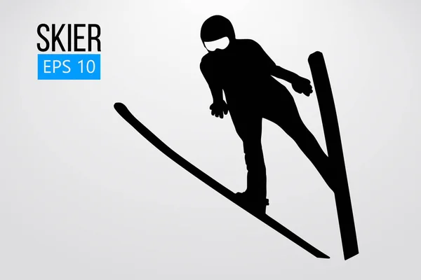 Atlama bir kayakçı izole silüeti. Vektör çizim — Stok Vektör