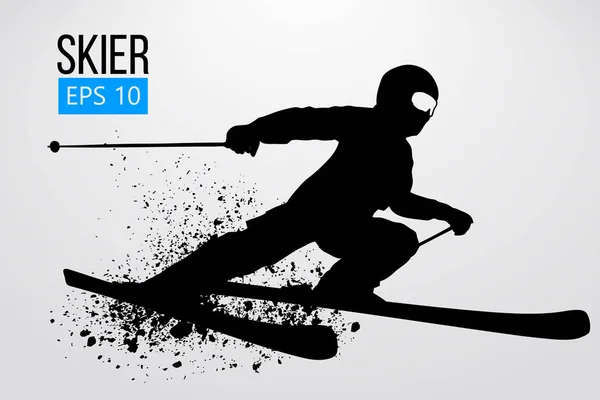 Silhouette eines Skifahrers, der isoliert springt. Vektorillustration — Stockvektor
