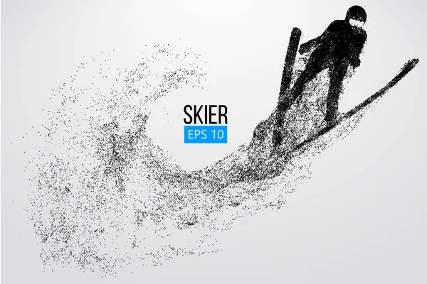 Atlama bir kayakçı izole silüeti. Vektör çizim — Stok Vektör