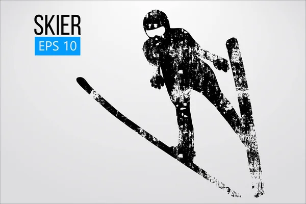 Silhouette eines Skifahrers, der isoliert springt. Vektorillustration — Stockvektor