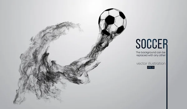Abstracte silhouet van een voetbal bal op de witte achtergrond van deeltjes. Voetbal. Wereld- en Europese Liga. Achtergrond kan worden gewijzigd in een andere. Vectorillustratie — Stockvector