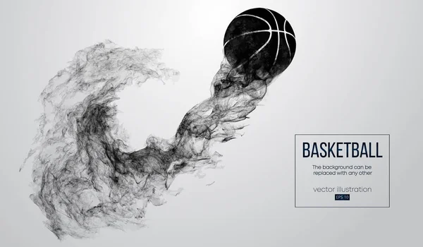 Abstrakte Silhouette eines Basketballs auf weißem Hintergrund aus Partikeln, Staub, Rauch, Dampf. Basketballspieler, Ball fliegt. Hintergrund kann zu jedem anderen geändert werden. Vektorillusion — Stockvektor