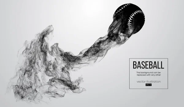 Abstract silhouette of a baseball ball on white background from particles, dust, smoke. Baseball ball flies . Background can be changed to any other. Vector illustration