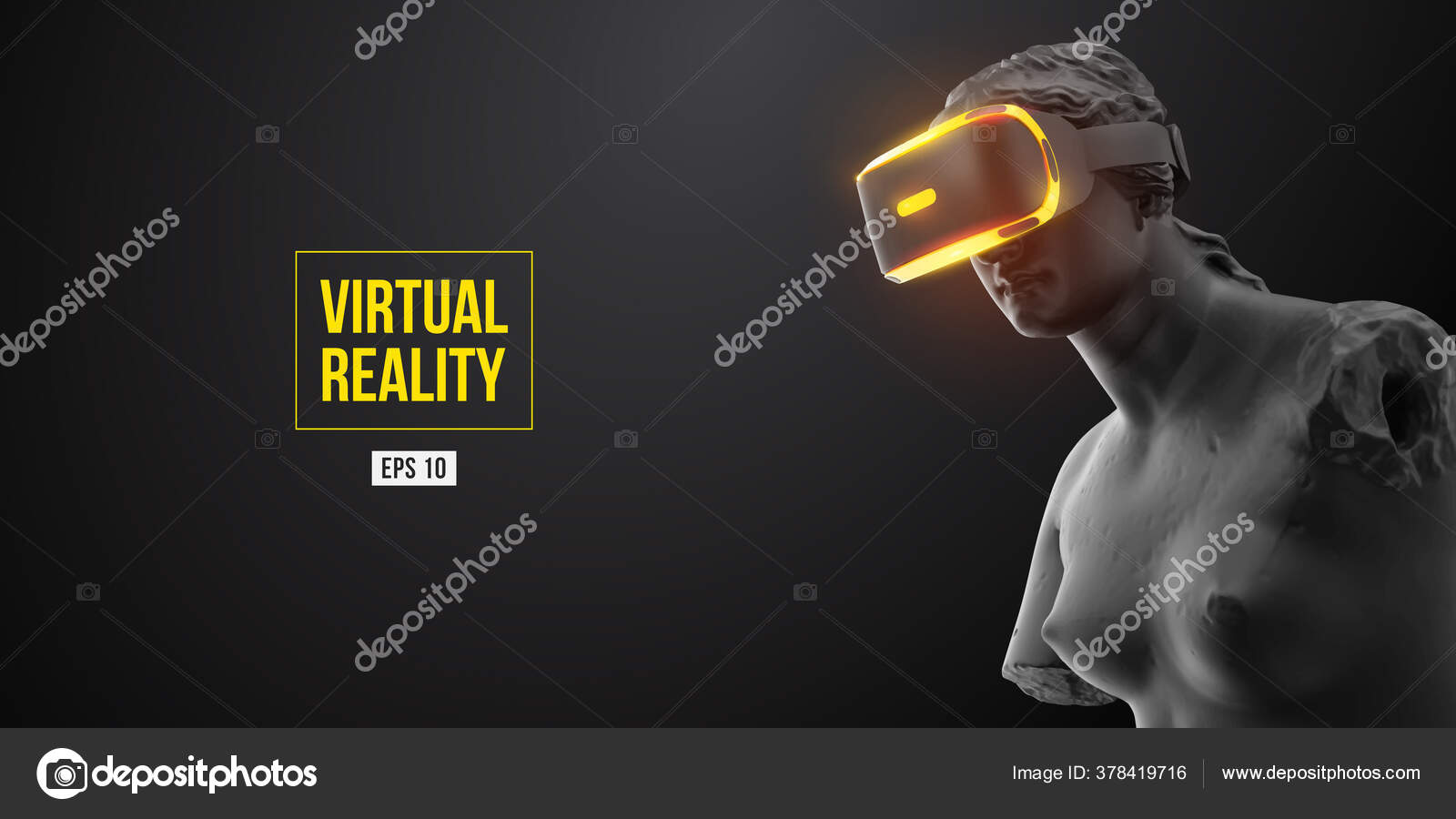 Гарнитура Виртуальной Реальности. Статуя Женщины В Очках.