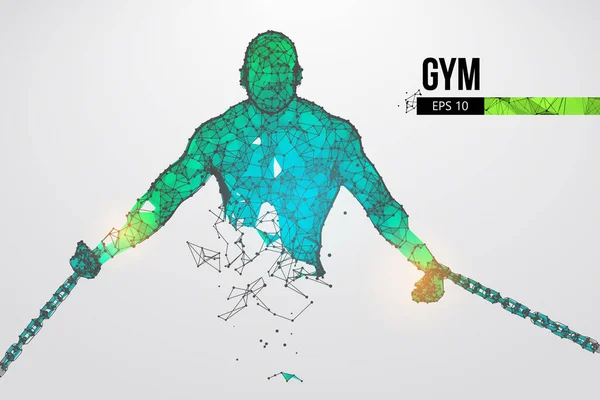 Abstract Silhouette Wireframe Bodybuilder Man White Background Gym Convenient Organization — Stock Vector