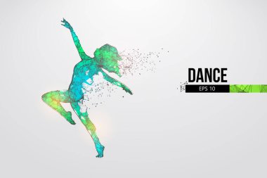 Dans eden bir kadının soyut silueti. Dansçı, kız, beyaz arka planda balerin. EP dosyasının uygun organizasyonu. Vektör çizimi. İzlediğiniz için teşekkürler.