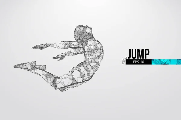 Silueta Abstracta Hombre Que Salta Con Alambre Gente Salto Simboliza — Vector de stock