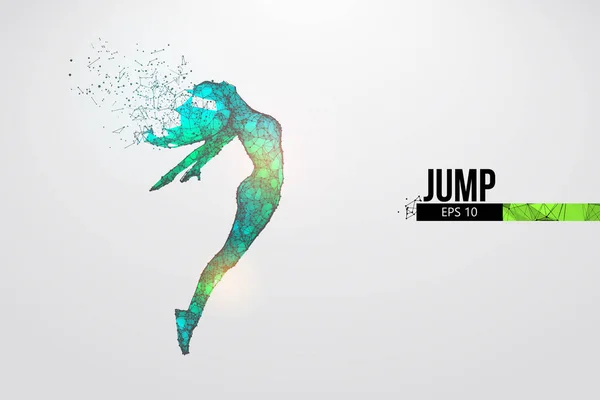 Silueta Abstracta Una Mujer Saltadora Alambre Gente Salto Simboliza Libertad — Vector de stock