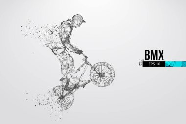 BMX sürücüsünün silueti. EP dosyasının uygun organizasyonu. Ayrı katmanlardaki arkaplan, metin ve temel ögeler, renk bir tıklamayla değiştirilebilir. Vektör çizimi. İzlediğiniz için teşekkürler.