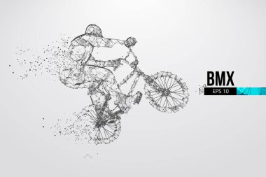 BMX sürücüsünün silueti. EP dosyasının uygun organizasyonu. Ayrı katmanlardaki arkaplan, metin ve temel ögeler, renk bir tıklamayla değiştirilebilir. Vektör çizimi. İzlediğiniz için teşekkürler.