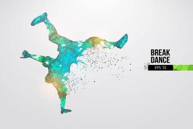 Abstract silhouette of a wireframe breake dancer. Teenager dance hip-hop. Man BBoy from particles on the white background. Convenient organization of eps file. Vector illustartion. Thanks for watching clipart