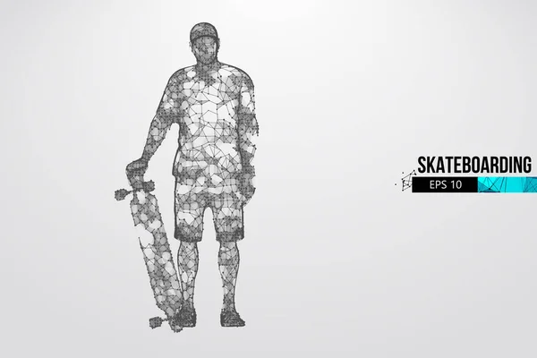 Σκέιτμπορντ. Αφηρημένη σιλουέτα ενός wireframe skateboarder από σωματίδια στο λευκό φόντο. Βολική οργάνωση του αρχείου eps. Εικονογράφηση διανύσματος. Ευχαριστώ για την προσοχή. — Διανυσματικό Αρχείο