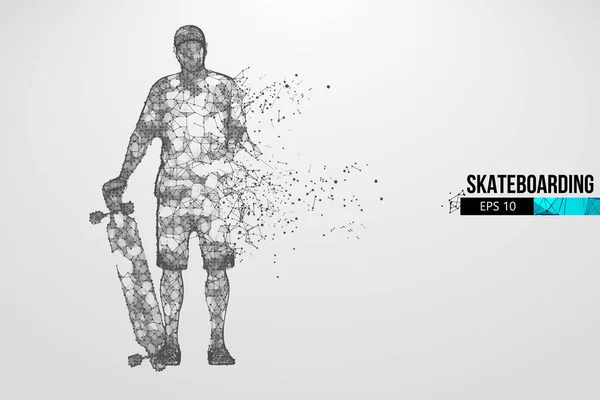 Skateboard. Silhouette abstraite d'un skateboarder filaire à partir de particules sur fond blanc. Organisation pratique du fichier eps. Illusion vectorielle. Merci d'avoir regardé — Image vectorielle