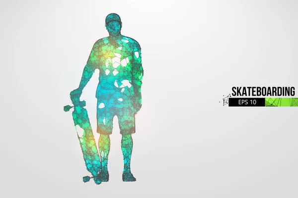 Σκέιτμπορντ. Αφηρημένη σιλουέτα ενός wireframe skateboarder από σωματίδια στο λευκό φόντο. Βολική οργάνωση του αρχείου eps. Εικονογράφηση διανύσματος. Ευχαριστώ για την προσοχή. — Διανυσματικό Αρχείο