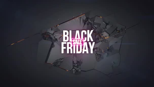 Black Friday Ausverkauf Rabatt Epische Animation Auf Schwarzem Hintergrund Wenn — Stockvideo